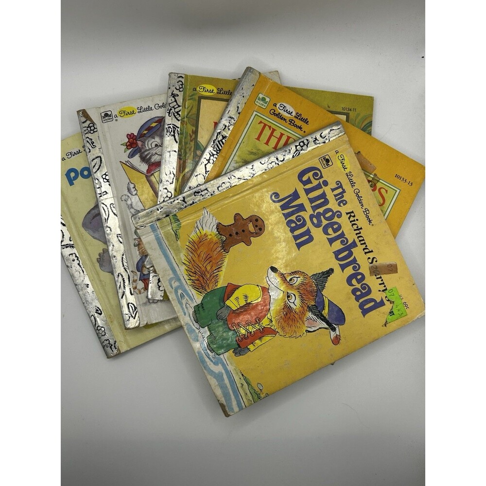 Lot 5 First Little Golden Books Three Bears Gingerbread Man Mother Goose Vintage